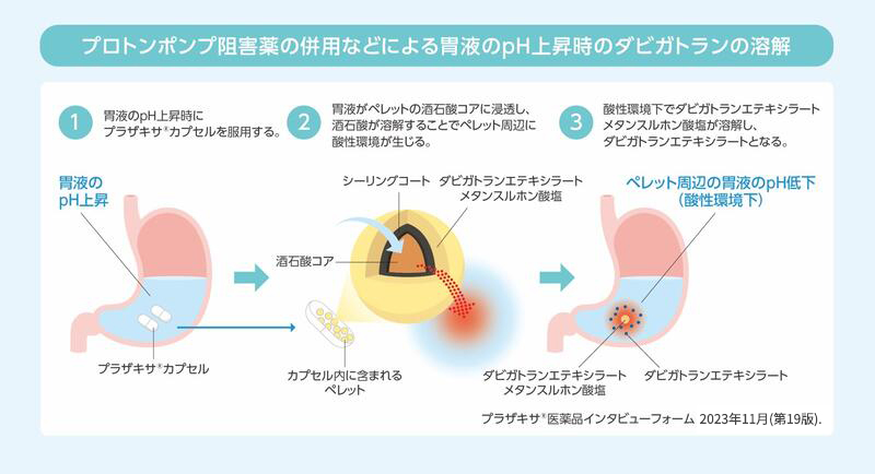 プロトンポンプ阻害薬の併用などによる胃液のpH上昇時のダビガトランの溶解