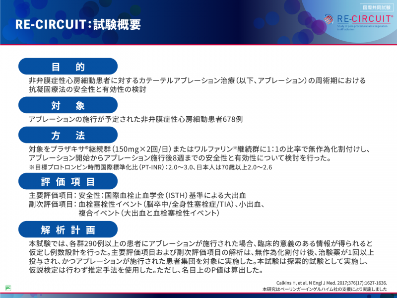 RE-CIRCUIT試験でプラザキサ®はどのように投与されている?01